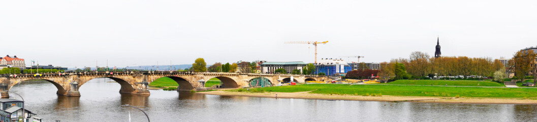 Panoramic view of Dresden on the banks of the Elbe
