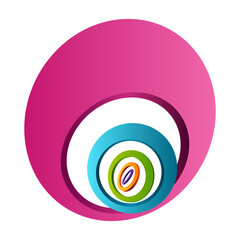 Bright multicolored abstract isometric rings composition business background template place for text vector illustration. Vibrant round shape figure glossy infinity abstract curved decorative design