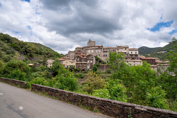Fototapeta na wymiar View of the southern French town of Saint Martial in the Cevennes, France