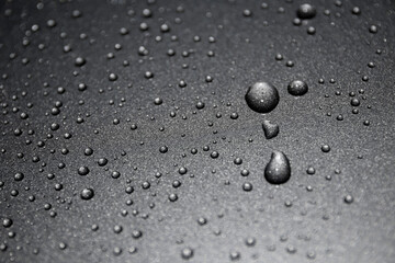  water drops on black background close up