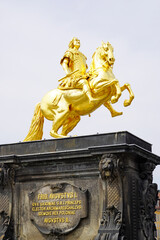 Monument in Dresden. The golden rider.
