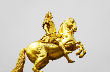 Monument in Dresden. The golden rider.
