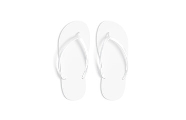 Blank white beach slippers mock up, top view