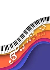 Tuinposter Piano keyboard and note music abstract background © Siberian Art