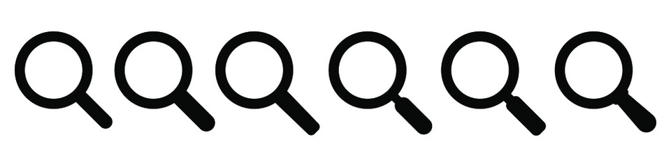Magnifying glass icon, vector magnifier or loupe sign. Search icon.