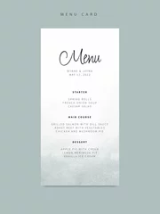 Fotobehang Minimalist wedding menu template with green watercolor © Mangata Work