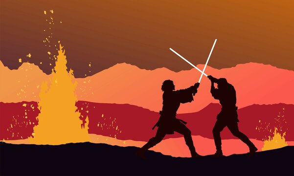 Silhouette Of A Person Sword Fighting