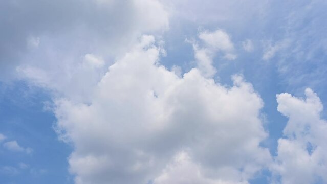 Timelapse of beautiful blue sky and white cloud with 4k resolution. The environment in the natural world.