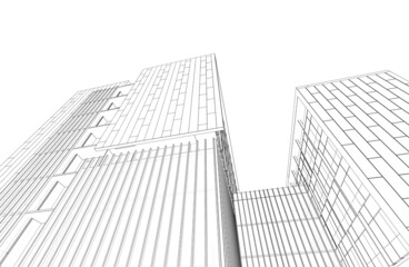 Office building architectural 3d illustration