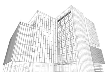 Fototapeta premium Office building architectural 3d illustration