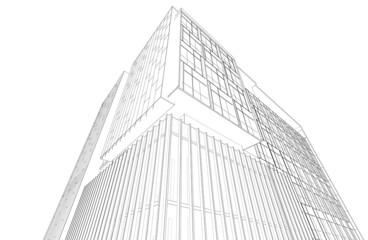 Office building architectural 3d illustration