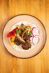 lamb with grilled vegetables and flatbread