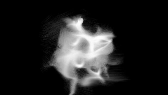 Swirling flow simulated using particle physics.
Cloud of particles whirling around.