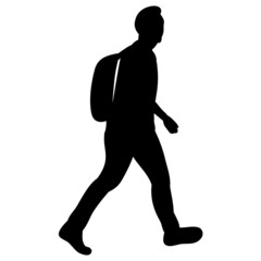 man walking silhouette, on white background, isolated, vector