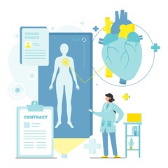 Organ donor contract with patient vector poster