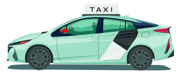 Modern design hybrid realistic yandex taxi cab editable template isolated on white background - obrazy, fototapety, plakaty