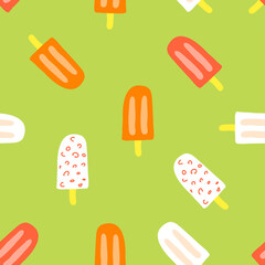 Ice cream pattern. Vector ice cream. Illustration. Summer season. Seamless.