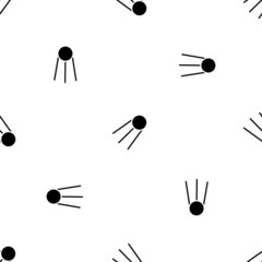 Seamless pattern of repeated black satellite symbols. Elements are evenly spaced and some are rotated. Vector illustration on white background