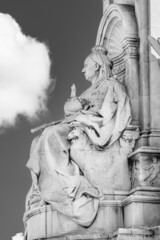 Outdoor statue of Queen Victoria part of the Victoria Memorial, located in front of Buckingham...