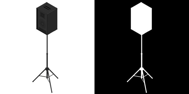 3D rendering illustration of a loudspeaker on tripod