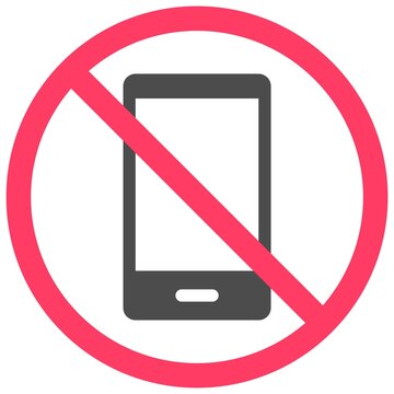 No cell phone icon, prohibition sign vector illustration