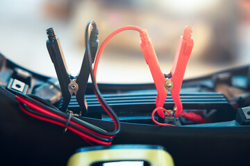 Charging electric power, energy to accumulator or dead battery in breakdown motorcycle for start....