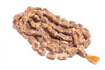 Rosary or prayer beads isolated on white background