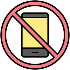 No cell phone icon, prohibition sign vector illustration