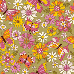 Summer seamless background with butterfly