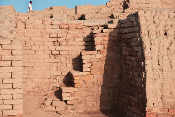 Mohenjo daro ruins close Indus river in Larkana district, Sindh, Pakistan