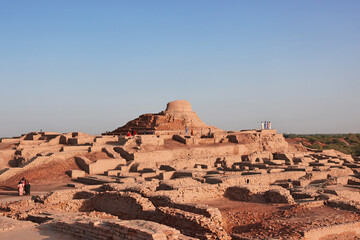 Mohenjo daro ruins close Indus river in Larkana district, Sindh, Pakistan