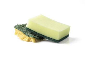Old and new sponges isolated on white