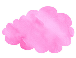 水彩の手描きの吹き出し　雲　ピンク