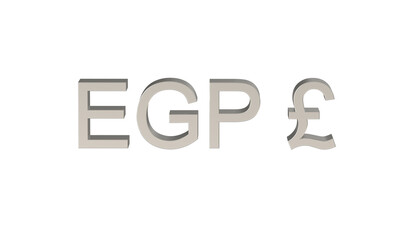 Egyptian Pound, EGP, Currency symbol of Egypt in metallic Silver