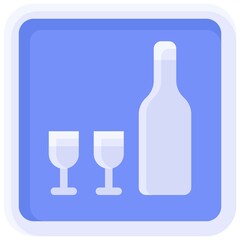 Bottle and glass sign icon, wayfinding sign vector
