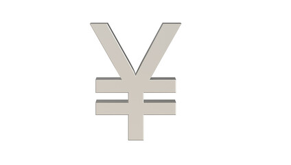 Japanese Yen, JPY, currency of Japan in metallic Silver  © Manish