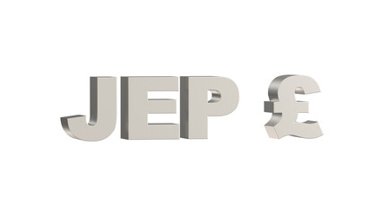 Jersey Pound, JEP, currency of Jersey in metallic Silver 