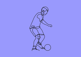 Football Player-continuous line drawing.Vector illustration