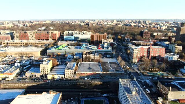 Descending Dolly Shot of Bathgate High School in the Bronx