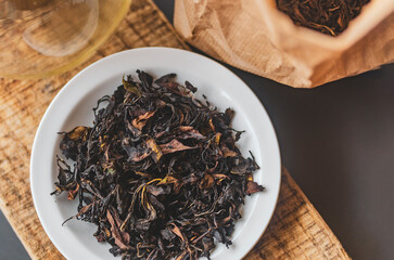 homemade dry fermented tea leaves