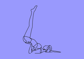 woman practicing yoga-continuous line drawing