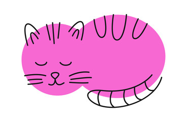 Childish cartoon cat Animal. Vector illustration