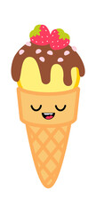 Cartoon Ice cream. Sweet Food Icon. Vector illustration
