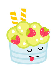 Cartoon Ice cream. Sweet Food Icon. Vector illustration