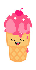 Cartoon Fruit Ice cream. Sweet Food Icon. Vector illustration