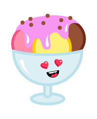 Cartoon Ice cream. Sweet Food Icon. Vector illustration