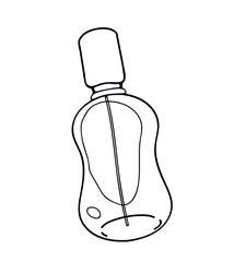 The black line of the perfume logo. A hand-drawn perfume bottle, glass bottle of cologne. Fashion concept, women's beauty. 
