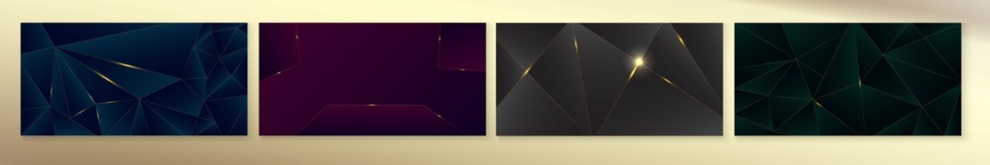 Platinum Dark Green Blue Purple Black Triangle Background. Royal New Year Poster. 3D Minimal Premium Christmas Frame. Shiny Crystal Celebration Pattern. Deep Purple Green Black Blue Banner.