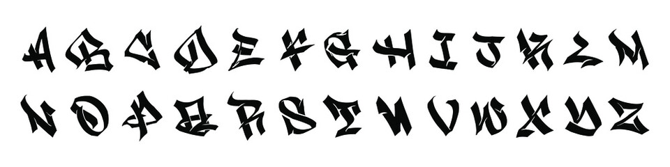 Alphabet in the Gothic graffiti style. Vector EPS 10 © Maximlacrimart