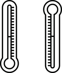 Thermometer Icon with measuring ruler. Simple Sign Of Hot and cold Temperature. Measuring weather indicator element. 